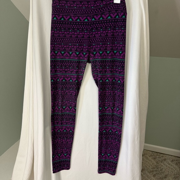LulaRoe Stretchy Purple Patterned Womens Leggings One Size - Picture 1 of 6